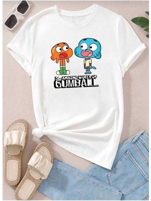 Çizgi Film Karakterleri  Baskılı Oversize Basic O Yaka Unisex T-Shirt