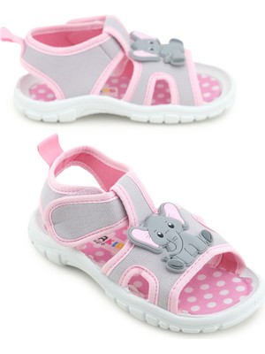 Gezer Kız Çocuk Bilekten Cırtlı Ayarlanabilir Pvc Rahat Esnek Taban Günlük Sandalet