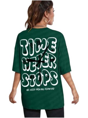 Malkoçbey Time Baskılı Oversize Basic T-Shirt