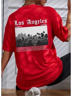 Los Angeles Sırt Baskılı O Yaka Oversize Unisex Basic T-Shirt