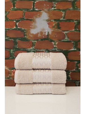 Özdilek Elissa 3'lü Havlu Seti Taş Renk Pamuklu 50 x 80 cm Hızla Kuruyan Ekstra Konfor