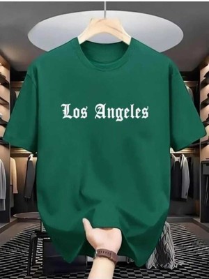 Malkoçbey Los Angeles Baskılı Oversize Unisex Basic O Yaka T-Shirt