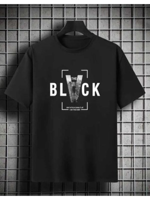 Malkoçbey Black Baskılı Oversize Unisex Basic O Yaka T-Shirt