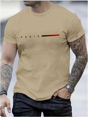 Malkoçbey Kısa Çizgi Paris Baskılı Oversize Unisex Basic T-Shirt
