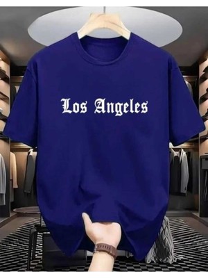 Malkoçbey Los Angeles Baskılı Oversize Unisex Basic O Yaka T-Shirt