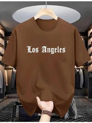 Malkoçbey Los Angeles Baskılı Oversize Unisex Basic O Yaka T-Shirt