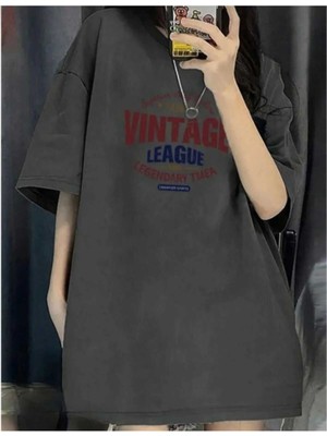 Malkoçbey Vıntagge Baskılı Oversize Unisex Basic T-Shirt