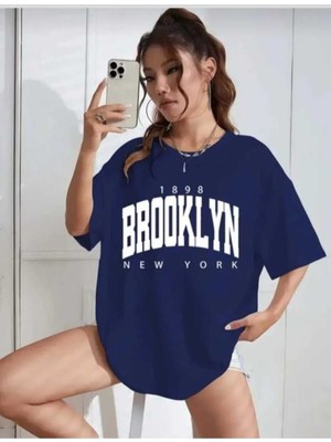Malkoçbey Broklıyn Baskılı Oversize Unisex Basic O Yaka T-Shirt
