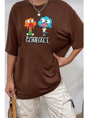 Çizgi Film Karakterleri  Baskılı Oversize Basic O Yaka Unisex T-Shirt