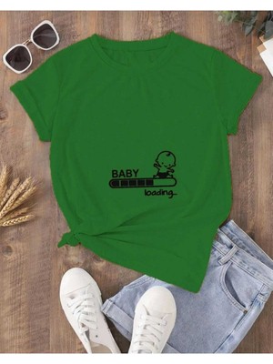 Kadın Baby Loading... Baskılı Oversize Basic T-Shirt
