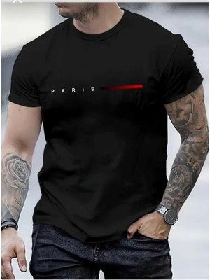 Malkoçbey Kısa Çizgi Paris Baskılı Oversize Unisex Basic T-Shirt