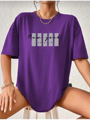 Malkoçbey Newyork Broklıyn Baskılı Oversize Unisex Basic T-Shirt