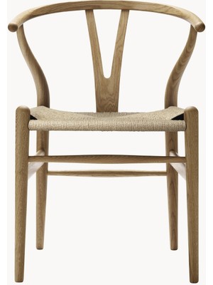 Hans J. Wegner CH24 Wishbone Sandalye - Siyah, El Örgüsü Oturaklı