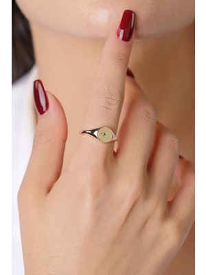 Fiyonk Kuyumculuk 14 Ayar Altın Zümrüt Taşlı Kutup Yıldızı Yüzük