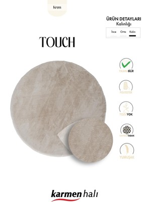 Karmen Halı Post Touch TH001B Bej Halı Tavşan Tüyü Post Peluş Kürk Halı Yuvarlak Daire