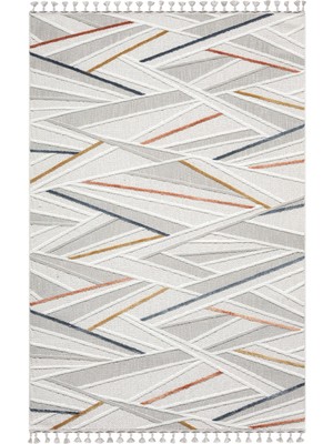 Sümer SM013A Krem Renli Halı Renkli Geometrik Desenli Dekoratif Modern Antialerjik Salon Halısı