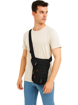 Bel Çantası Bacak Çantası Özel Bölmeli Tabanca TaşımalıTactical Siyah Kumaş