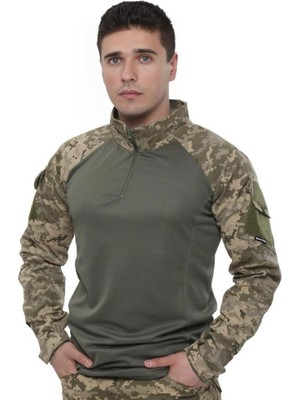 Single Sword Sword Dirsek Detaylı Polo Yaka Kadın&erkek Combat T-Shirt Single Renk: Piksel Beden: L
