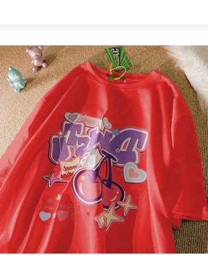 Kozia Outdoors Malkoçbey Vişne Baskılı Oversize Unisex Basic T-Shirt