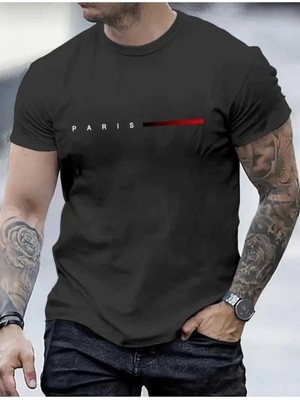 Kozia Outdoors Malkoçbey Kısa Çizgi Paris Baskılı Oversize Unisex Basic T-Shirt