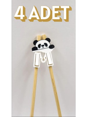 Panda Çubuk Yardımcı Aparatı (4’lü Set) | Çocuk & Yetişkin Için 3D Chopstick Eğitici Klips