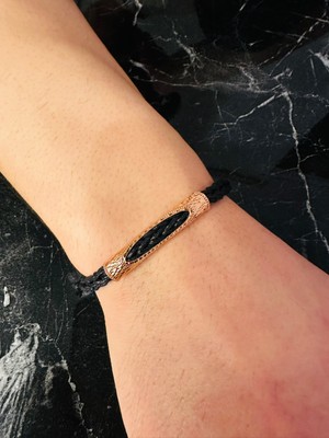 Moda Kulesi Mücevherat Gümüş Erkek Bileklik ,Rose Altın Kaplama ,Deri Örgü El Yapımı  Işıltılı Desen, Şık Takı Kişiye Özel Hediye