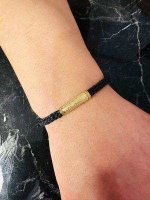 Moda Kulesi Mücevherat Gümüş Erkek Bileklik, Deri Ip Örme Özel Tasarım Bileklik, Altın Kaplama, Şık Hediye