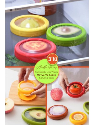 Renkli 3'lü Meyve ve Sebze Saklama Kabı Seti, Buzdolabına Uygun