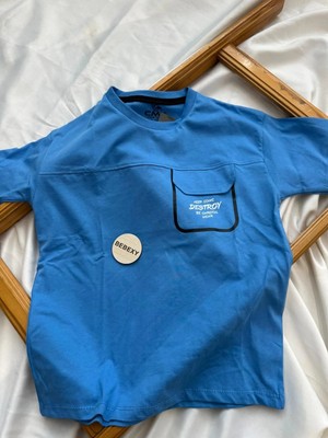 Cepli Cmk Yazılı Tişört Mavi