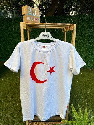Ay Yıldız Baskılı Tişört Beyaz