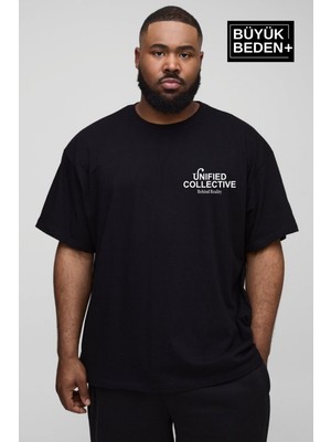 Süperlife Erkek Büyük Beden Unified Collective Baskılı Bisiklet Yaka Tshırt SPR25BTS905