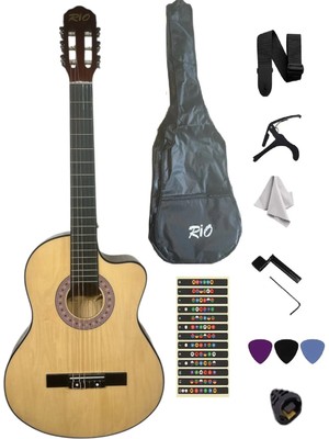 Klasik Gitar Kesik Kasa Sap Ayarlı Kılıf Askı Pena Sticker Burgu Çevirici Sileme Bezi Ayar Alyanı