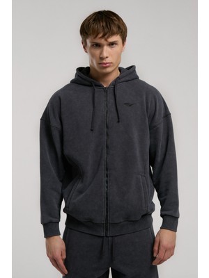Everlast Ny Street Füme Kapüşonlu Erkek Full Zip Sweatshirt