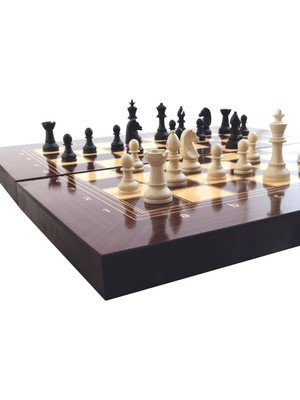 Star Platin Üçlü Oyun Seti (Tavla-Dama-Satranç) 2 Kişilik Büyük Boy MDF Malzeme ile Güvenli Oyun