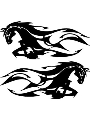 Alevli At Oto Özel Yeni Sticker Siyah 30 x 27 cm