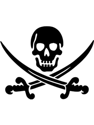 Korsan Flaması Oto Özel Yeni Sticker Siyah 25 x 20 cm