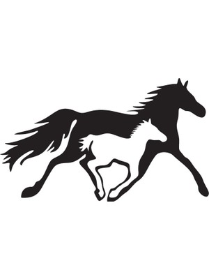 At ve Yavrusu Model 2 Oto Özel Yeni Sticker 25 x 15 cm