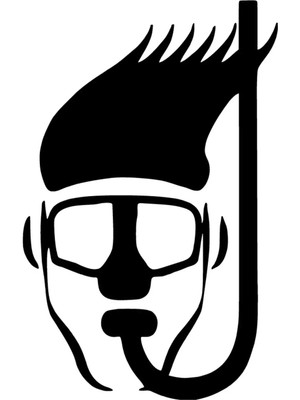 Şnorkelli Dalgıç Oto Özel Yeni Sticker Siyah 20 x 32 cm