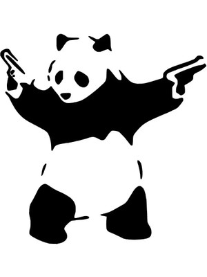 Kabadayı Panda Oto Özel Yeni Sticker Siyah 30 x 30 cm