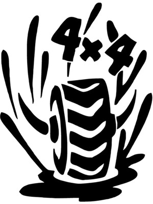 4x4 Çamurlu Tekerlek Oto Özel Yeni Sticker Siyah 25 x 32 cm