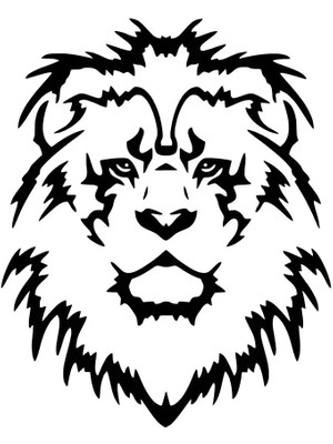 Aslan Kafası Model 2 Oto Özel Yeni Sticker Siyah 30 x 36 cm