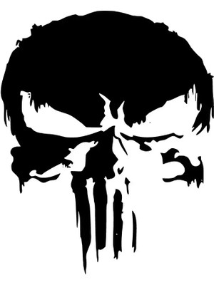 Alevli Punisher Oto Özel Yeni Sticker Siyah 25 x 30 cm