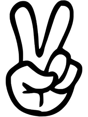 Barış Işareti Peace Oto Özel Yeni Sticker Siyah 25 x 37 cm