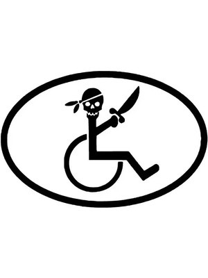 Engelli Amblemi Kurukafa Oto Özel Yeni Sticker Siyah 30 x 18 cm
