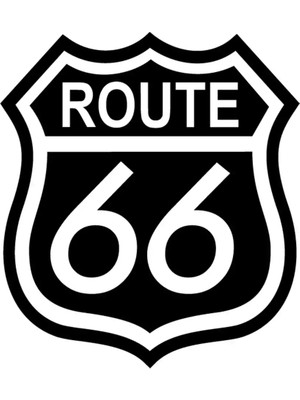Route 66 Amblem Oto Özel Yeni Sticker Siyah 25 x 27 cm