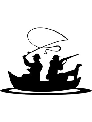 Balık Tutan Avcılar Oto Özel Yeni Sticker Siyah 30 x 21 cm