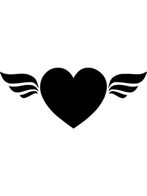 Kanatlı Kalp Oto Özel Yeni Sticker Siyah 30 x 12 cm