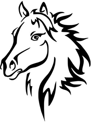 At Kafası Model 1 Oto Özel Yeni Sticker Siyah 25 x 32 cm