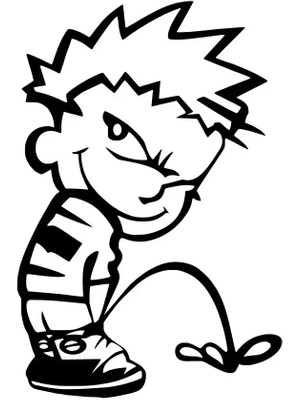 Işeyen Çocuk Oto Özel Yeni Sticker Siyah 25 x 37 cm