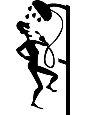 Duş Alan Adam Oto Özel Yeni Sticker Siyah 20 x 40 cm